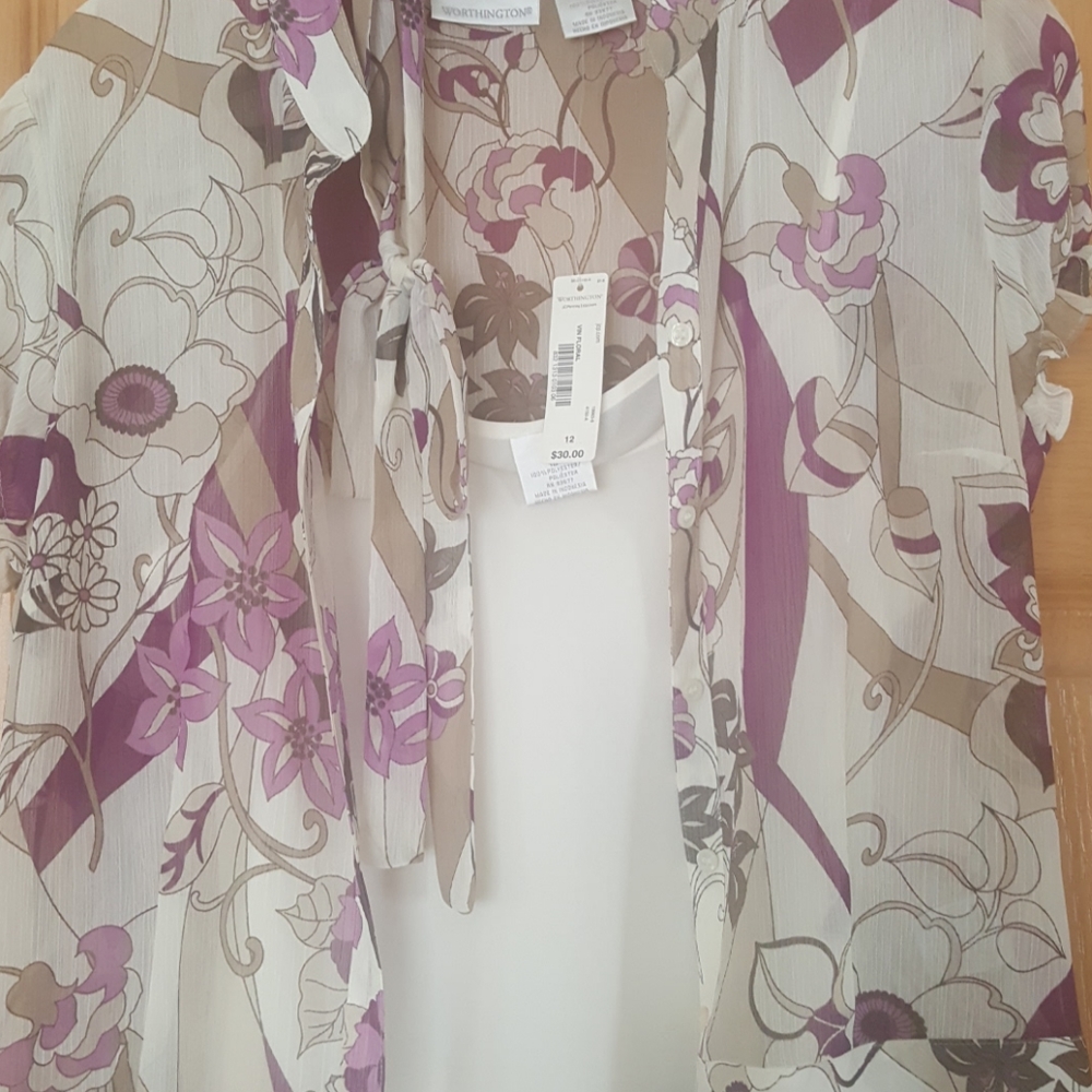 2 Piece Floral Blouse and Tank